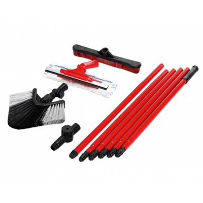 multi function window cleaning kit with rotating head microfiber cloth and telescopic pole window squeegee set