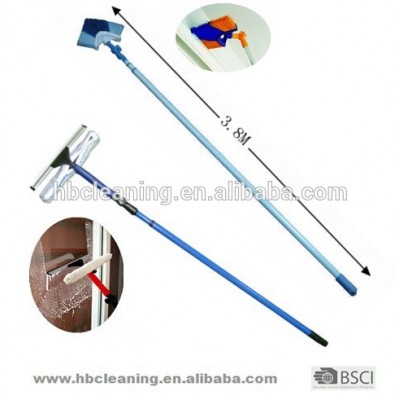 BSCI 3 in 1window squeegee with corner broom, chinese manufactuer3.5m window cleaner kit, rotational connector window wiper